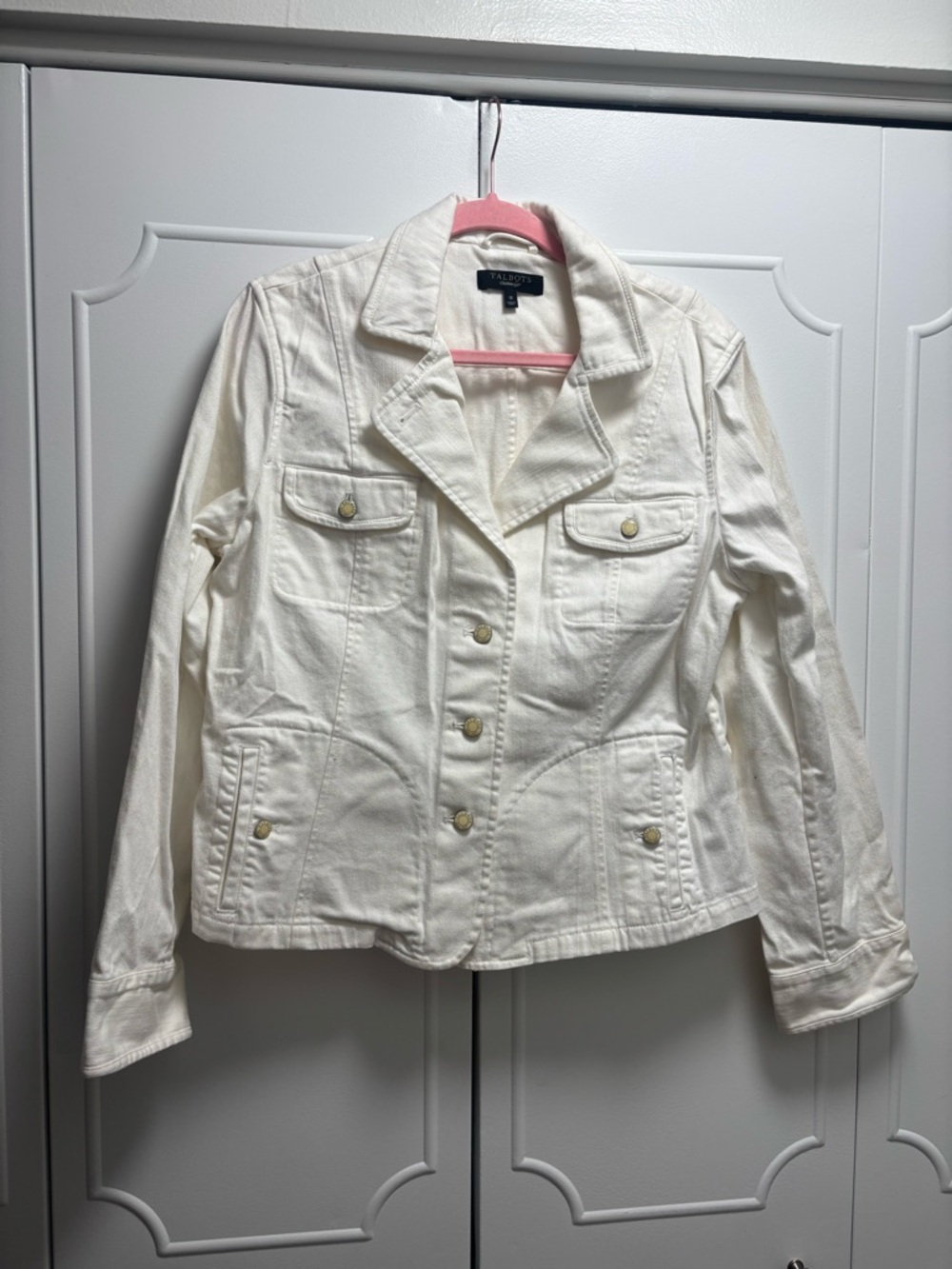 Talbots White Button-Front Jean Jacket